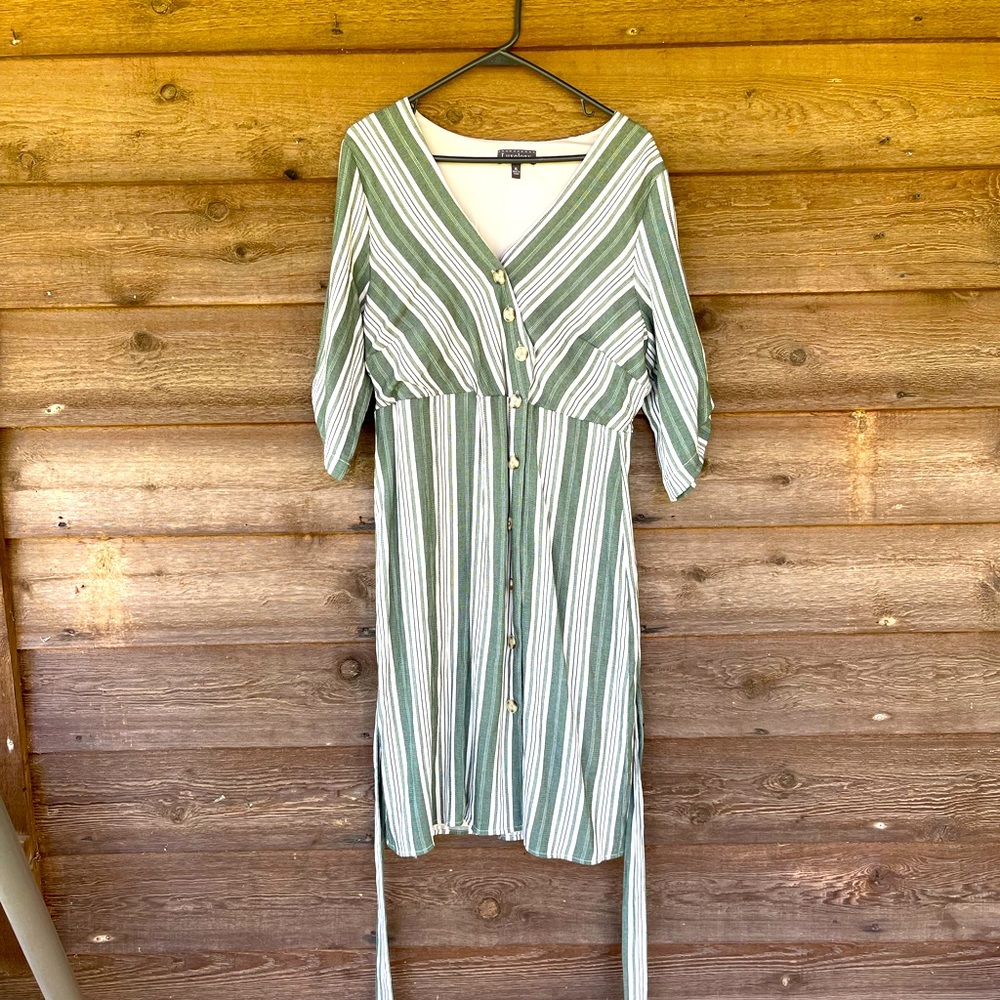 Luxology green/white striped dress